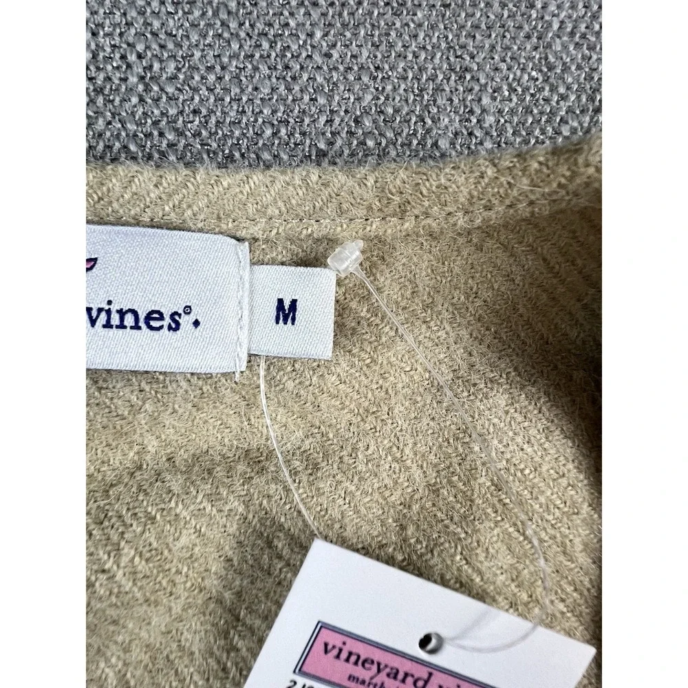 VINEYARD VINES Open‎ Front Fringe Vest Sweater Oatmeal Heather Women's M NWT